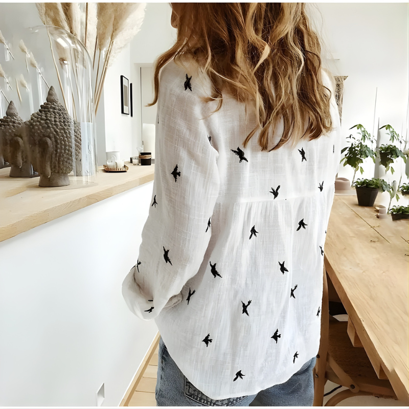 Leah™ Cotton Long Sleeve Blouse