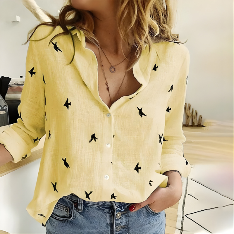 Leah™ Cotton Long Sleeve Blouse