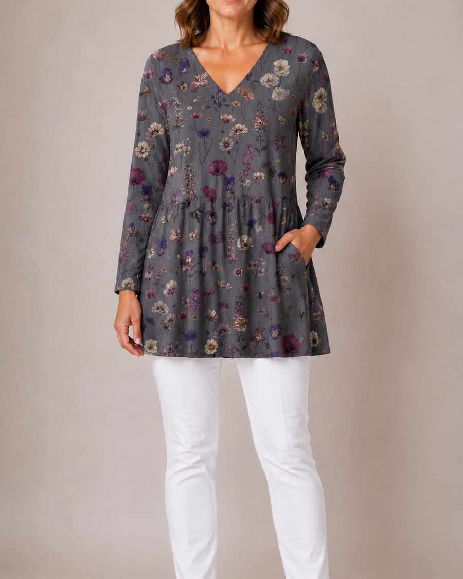 Addison | Long Blouse with V-Neck