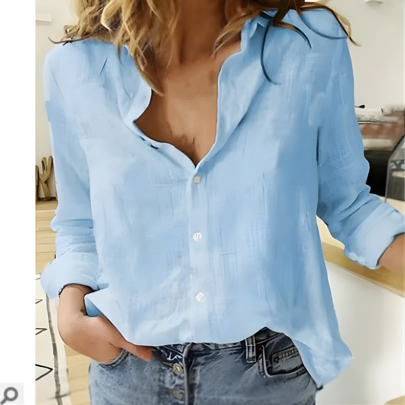Leah™ Cotton Long Sleeve Blouse